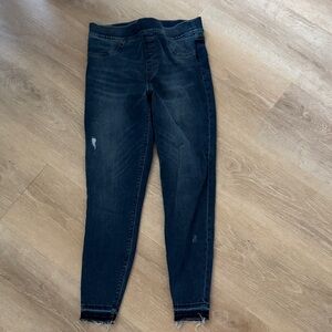 Spanx Jeggings Dark Blue Distressed  Large EUC